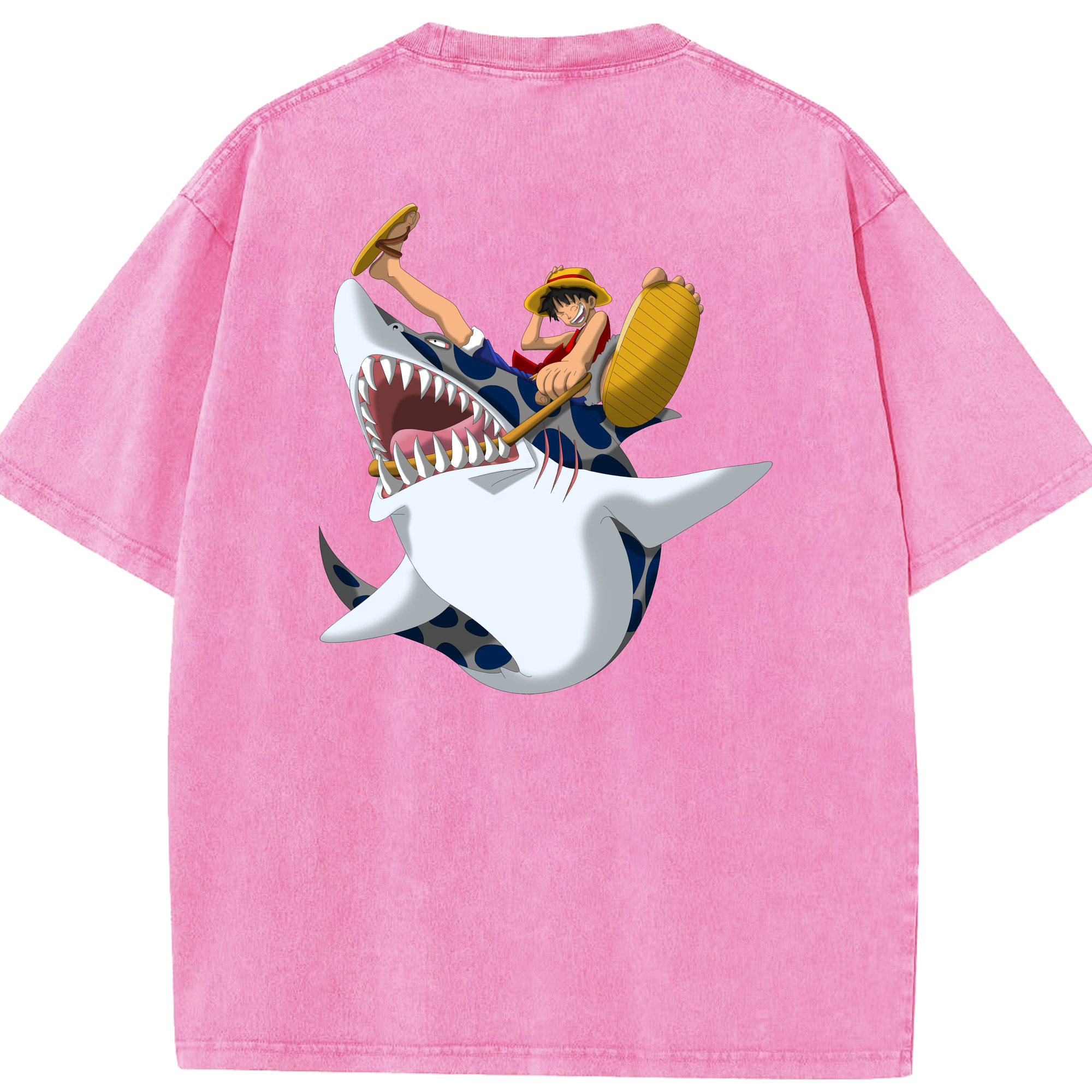 ワンピース モンキー・D・ルフィ ONE PIECE Monkey D. Luffy 綿100% ヴィンテージ風 半袖Tシャツ（背面プリント）